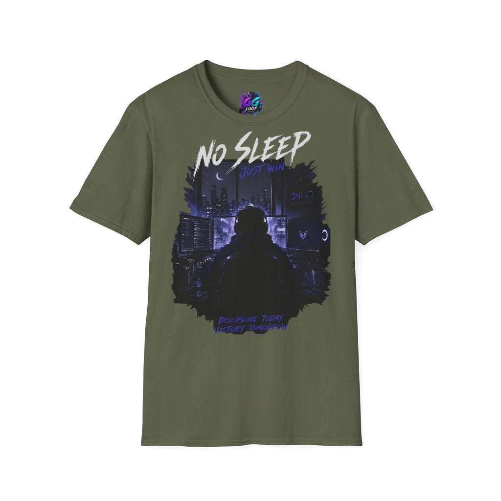 No Sleep "Just Win" Graphic T-Shirt — Gamer Night City Tee
