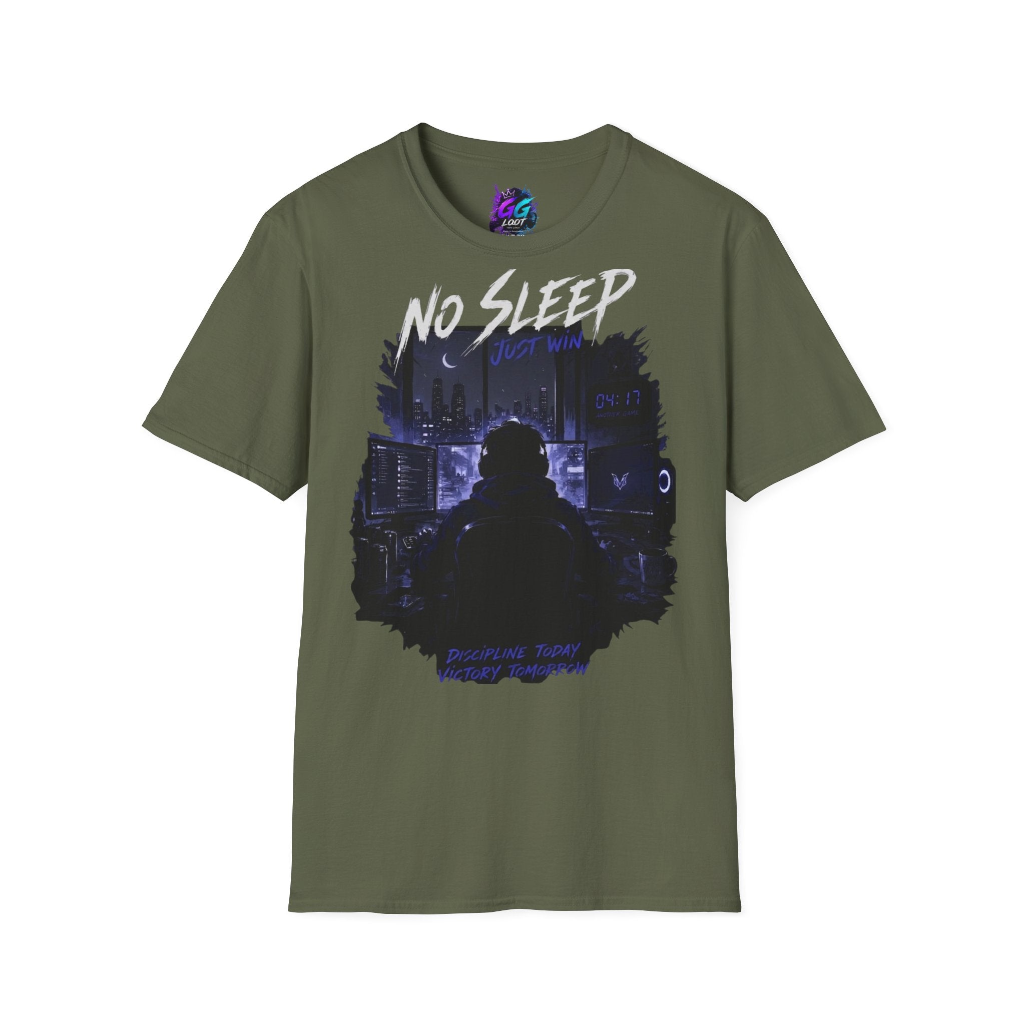 No Sleep "Just Win" Graphic T-Shirt — Gamer Night City Tee