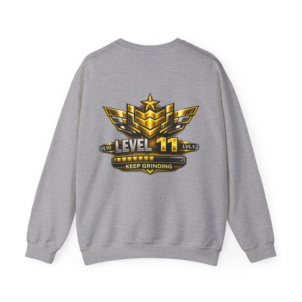 Level 11 Crewneck Sweatshirt — Gamer Badge "Keep Grinding"