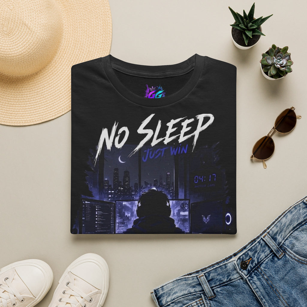 No Sleep "Just Win" Graphic T-Shirt — Gamer Night City Tee