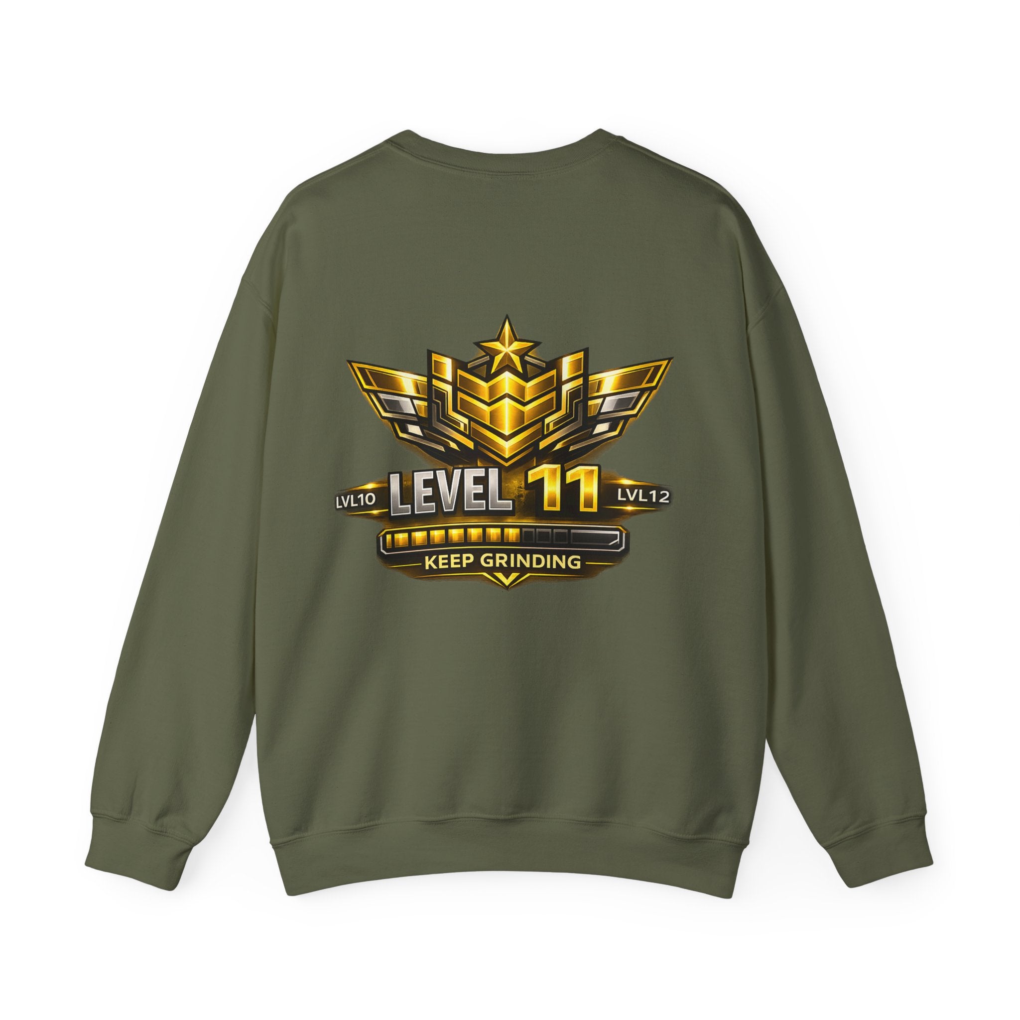 Level 11 Crewneck Sweatshirt — Gamer Badge "Keep Grinding"