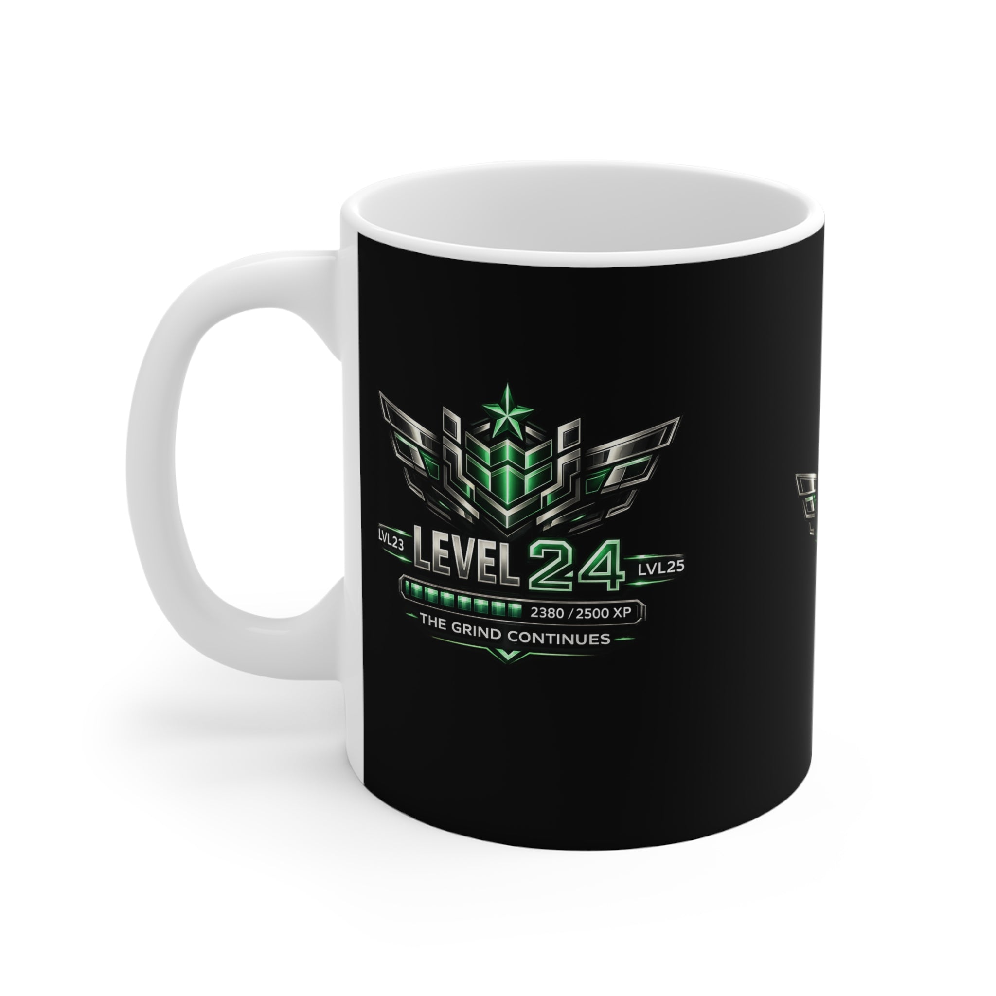 Level 24 Gamer Mug — "Level 24: The Grind Continues" Ceramic Coffee Cup