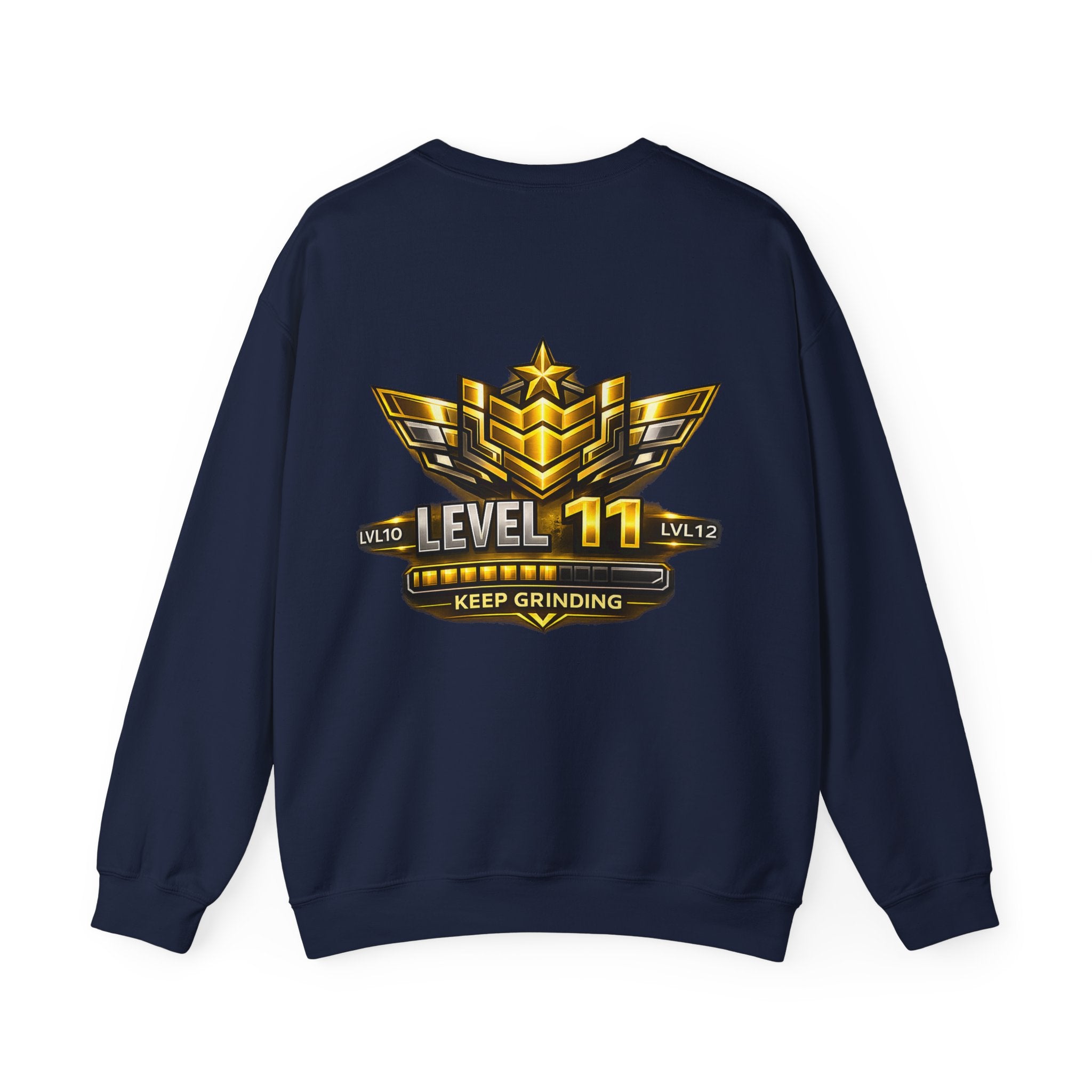 Level 11 Crewneck Sweatshirt — Gamer Badge "Keep Grinding"