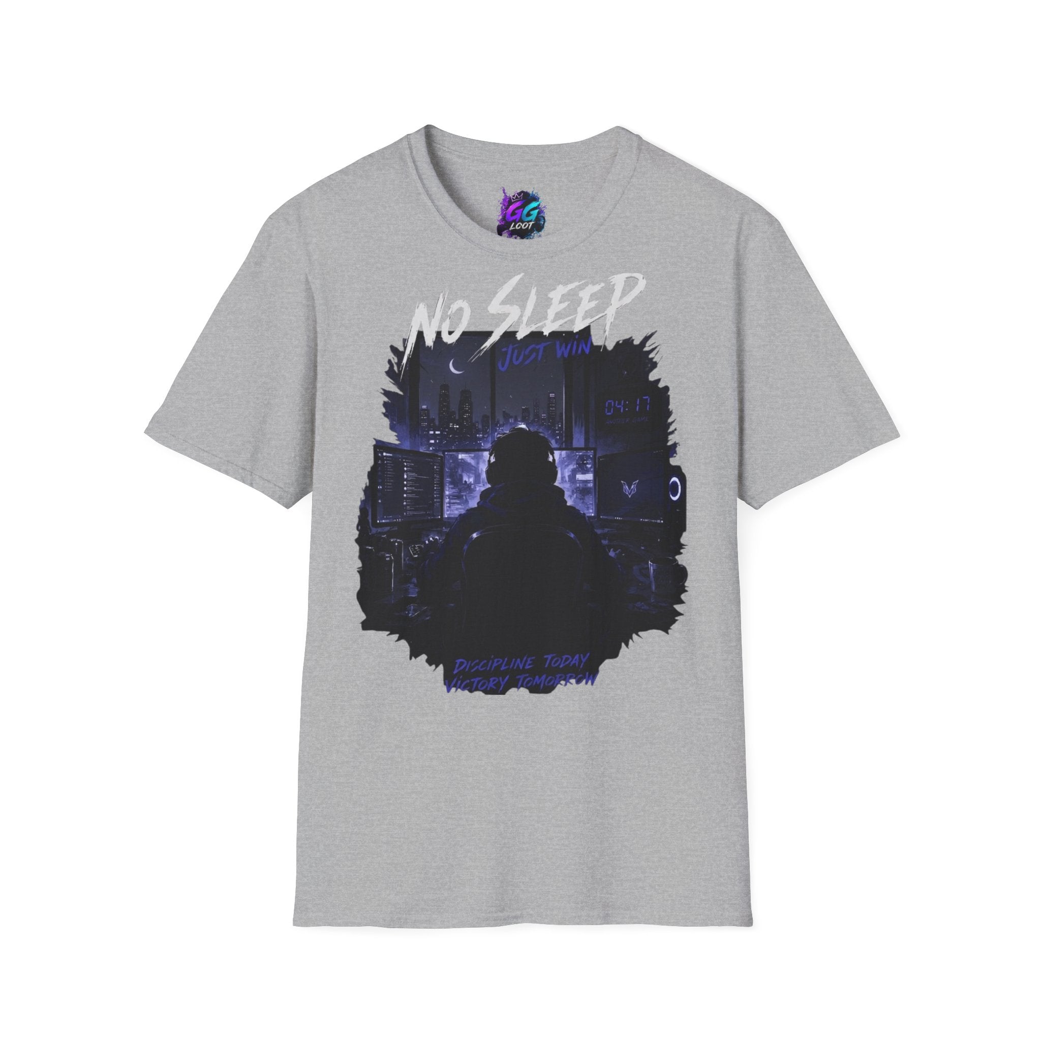 No Sleep "Just Win" Graphic T-Shirt — Gamer Night City Tee