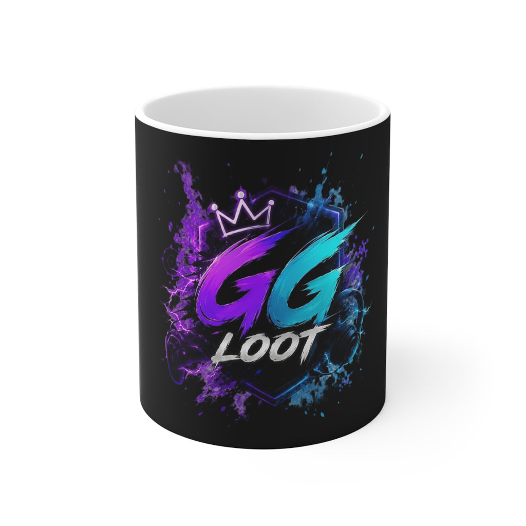 GG Loot Gaming Mug — Neon Crown Gamer Coffee Cup